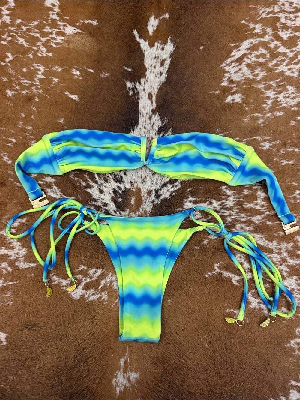 Kulani Kinis Blue & Lime Tie-Dye Bikini Set